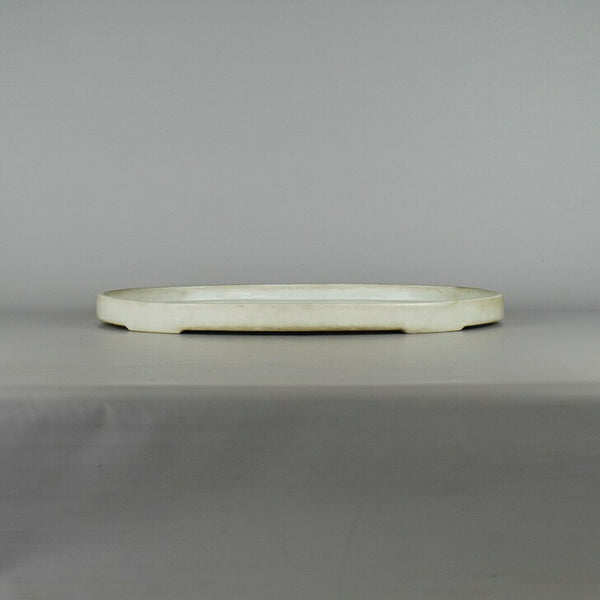 中古 水盤 丸善 大型 長辺 約45.5cm 楕円 鉢 水石 盆栽 花器 青磁  中古 u1198430265