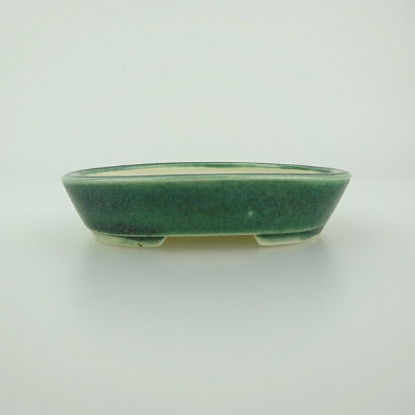 盆栽鉢 青香 小鉢 長辺 約8.5cm 楕円鉢 釉薬 b1198416635