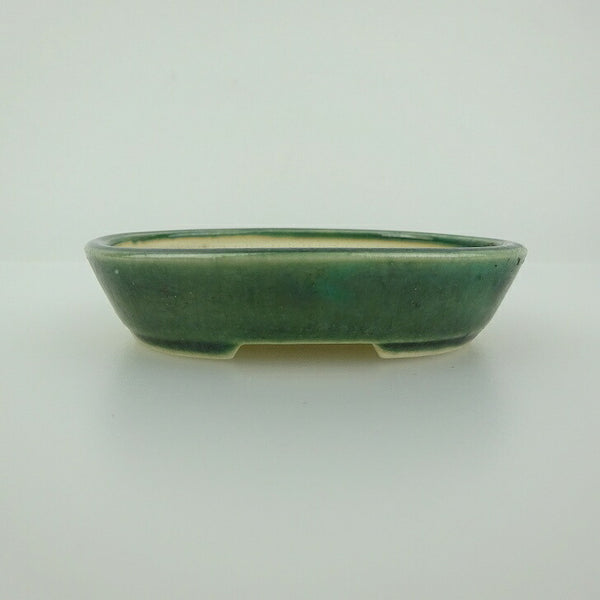 盆栽鉢 青香 小鉢 長辺 約8.5cm 楕円鉢 釉薬 w1198414359