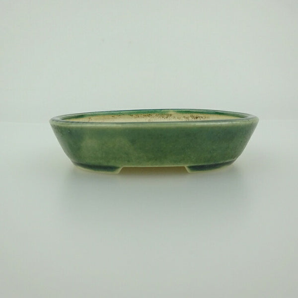 盆栽鉢 青香 小鉢 長辺 約8.4cm 楕円鉢 釉薬 q1198419151