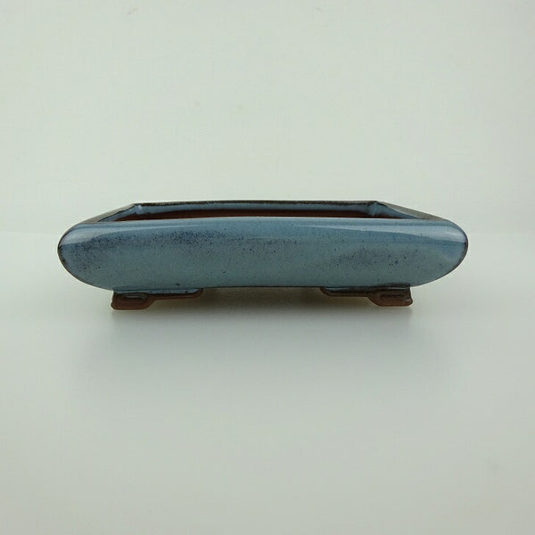 盆栽鉢 青香 小型 長辺 約11.5cm 長方鉢 段足 釉薬 l1198410881