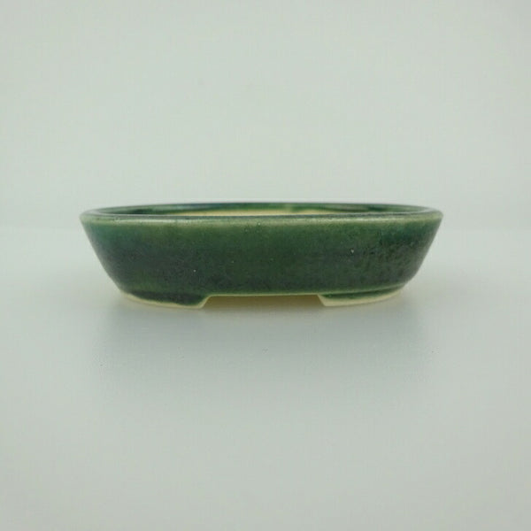 盆栽鉢 青香 小鉢 長辺 約8.4cm 楕円鉢 釉薬 h1198420694