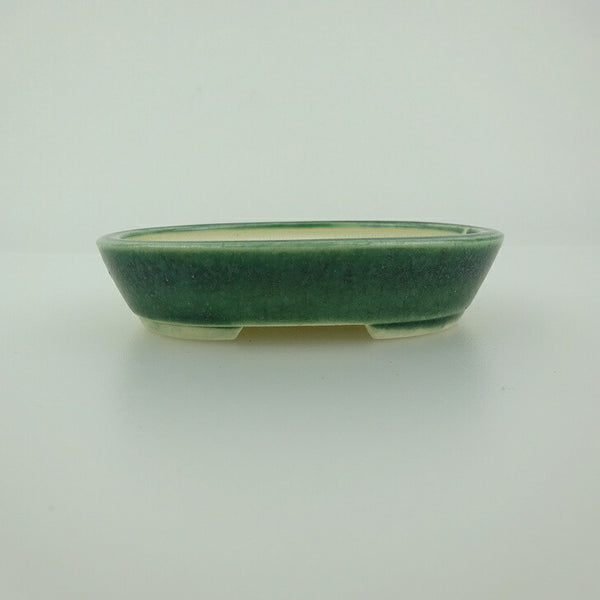 盆栽鉢 青香 小鉢 長辺 約8.5cm 楕円鉢 釉薬 t1198412364
