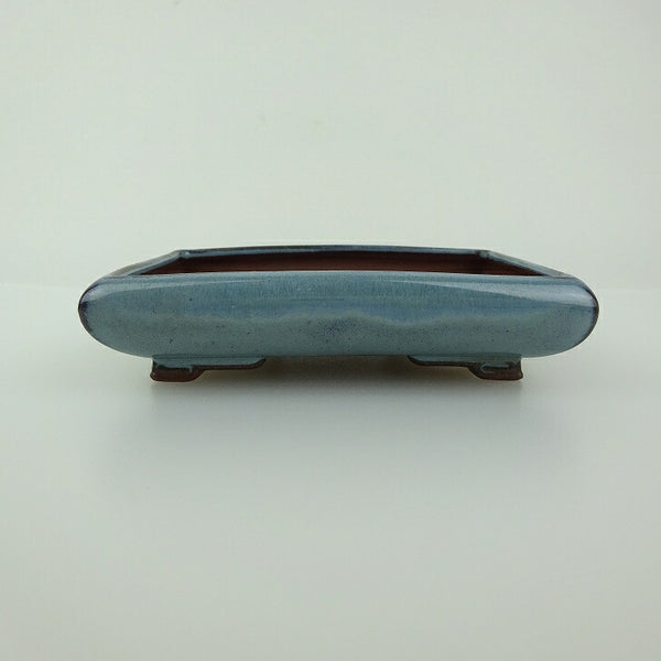 盆栽鉢 青香 小型 長辺 約11.5cm 長方鉢 段足 釉薬 b1198417299