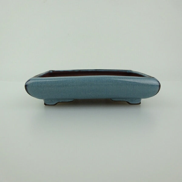 盆栽鉢 青香 小型 長辺 約11.5cm 長方鉢 段足 釉薬 n1198413415