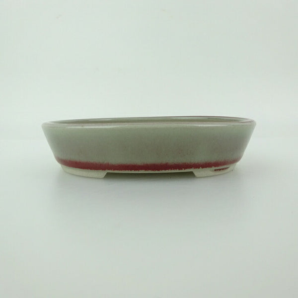 盆栽鉢 青香 小型 長辺 約11.8cm 楕円鉢 釉薬 r1198409107