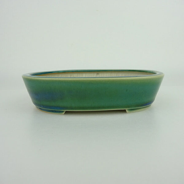 盆栽鉢 青香 小型 長辺 約14.5cm 楕円鉢 釉薬 h1198424287