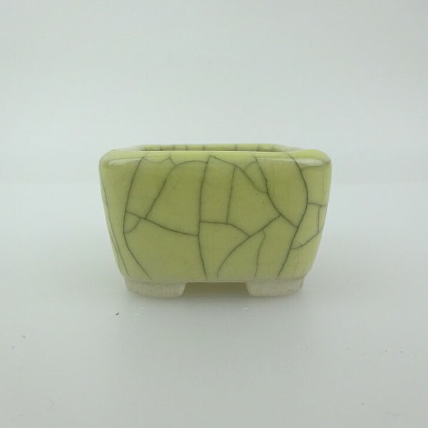 盆栽鉢 青香 豆鉢 長辺 約4.5cm 正方鉢 貫入 釉薬 m1198410814