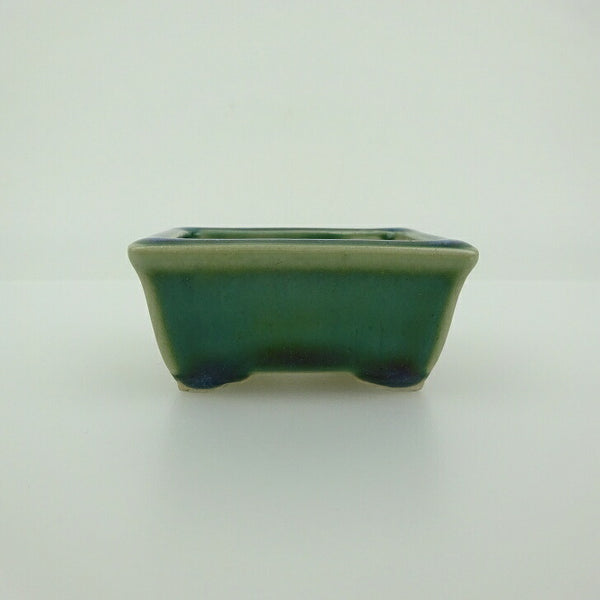盆栽鉢 青香 小鉢 長辺 約5.8cm 長方鉢 縁付 釉薬 l1198404891