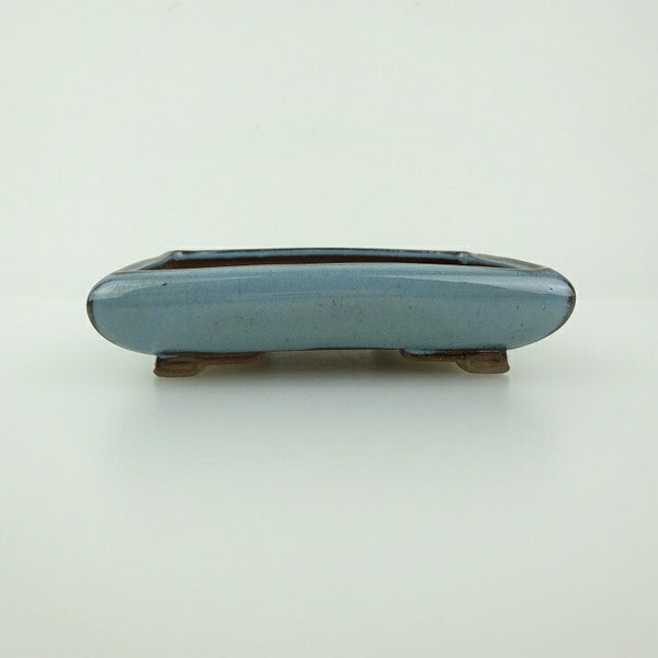 盆栽鉢 青香 小型 長辺 約11.5cm 長方鉢 段足 釉薬 h1198429303