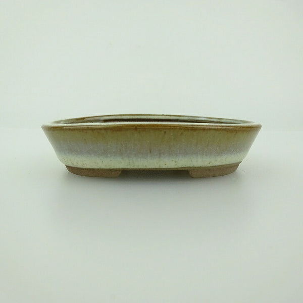 盆栽鉢 青香 小鉢 長辺 約8.4cm 楕円鉢 釉薬 s1198416557