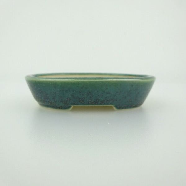 盆栽鉢 青香 小鉢 長辺 約8.4cm 楕円鉢 釉薬 t1198413507
