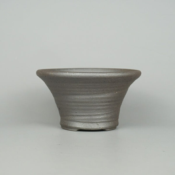 盆栽鉢 角田 なお 小型 長辺 約12.7cm 丸鉢 泥物  新品 r1198410559