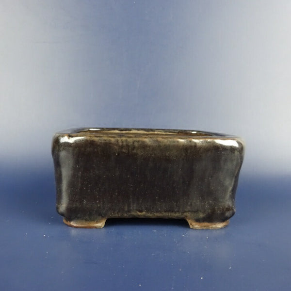 盆栽鉢 夢寿蔵 小型 長辺 約10cm 長方鉢 切足 釉薬  新品 s1198415412