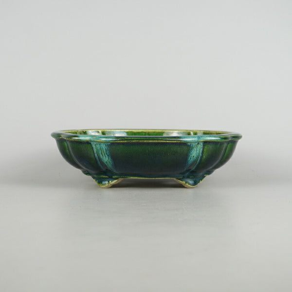 盆栽鉢 真山 寺畑陶園 中型 長辺 約 20.5cm 木瓜鉢 釉薬  新品 b1198417195