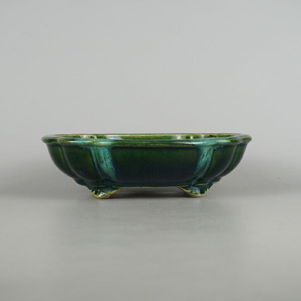 盆栽鉢 真山 寺畑陶園 中型 長辺 約 20.5cm 木瓜鉢 雲足 釉薬  新品 l1198409230