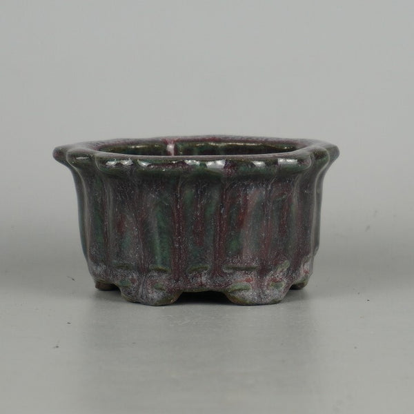 盆栽鉢 陶翠 小鉢 長辺 約 8.8cm 輪花鉢 外縁 釉薬  新品 j1198419551