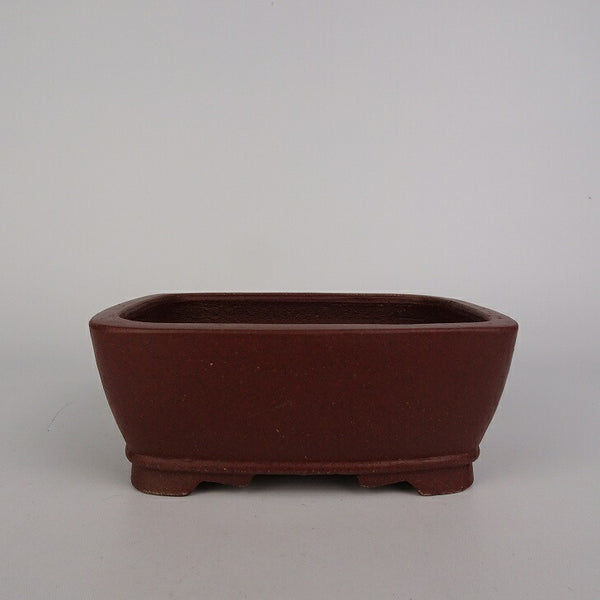盆栽鉢 常滑 柴勝 小型 長辺 約12.5cm 長方鉢 外縁 段足 泥鉢  新品 b1198423957