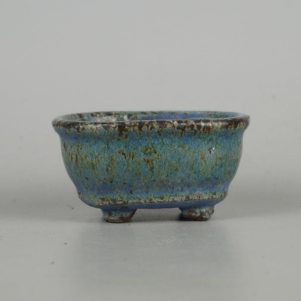 盆栽鉢 常滑 秀峰 小鉢 長辺 約 6.8cm 楕円鉢 外縁 釉薬  新品 f1198411768