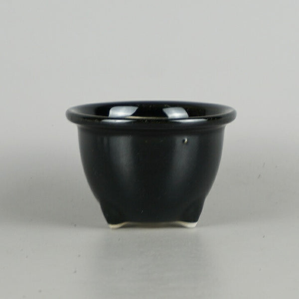 盆栽鉢 落款なし 小鉢 長辺 約 8.5cm 丸鉢 外縁 釉薬  新品 k1198406592