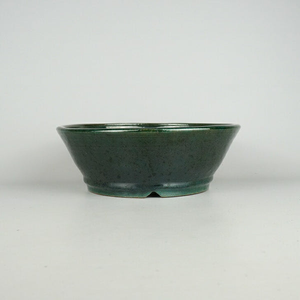 盆栽鉢 常滑 秀峰 中型 長辺 約25.8cm 丸鉢 緑釉 釉薬  新品 v1198436531