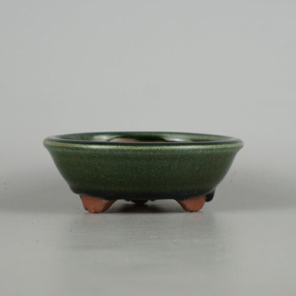 盆栽鉢 燿山窯 英明 小型 長辺 約 12cm 丸鉢 釉薬  新品 1198402976