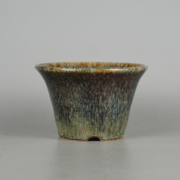 盆栽鉢 常滑 晃 樹晃 小鉢 長辺 約9.5cm 丸鉢 釉薬  新品 m1198410860