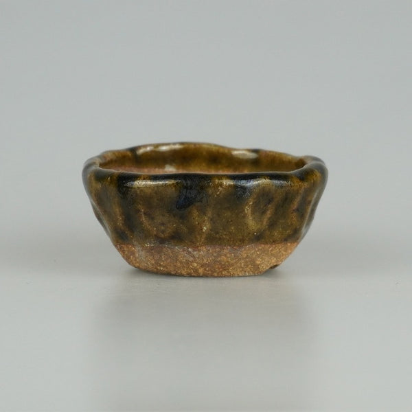 盆栽鉢 呂山 小鉢 長辺 約7cm 丸鉢 釉薬  新品 k1198410183