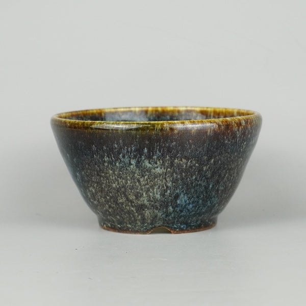 盆栽鉢 常滑 鴻陽 小型 長辺 約11cm 丸鉢 釉薬  新品 r1198402743