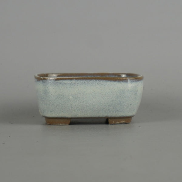 盆栽鉢 落款なし 小鉢 長辺 約 8cm 長方鉢 撫角 釉薬  新品 v1198442954