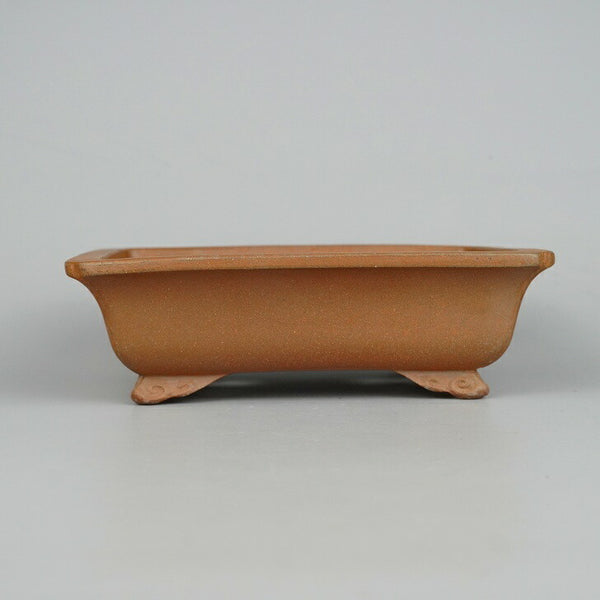 盆栽鉢 常滑 樹晃 鴻陽陶園 小型 長辺 約16.5cm 長方鉢 隅入 雲足 泥物  新品 b1198415847