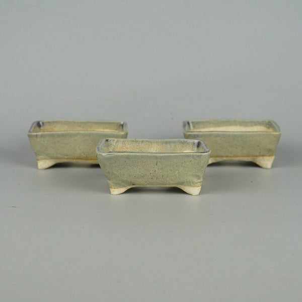 盆栽鉢 ゆうき祥石 3点セット 小鉢 長辺 約7.4cm 長方鉢 釉薬  新品 m1198408177