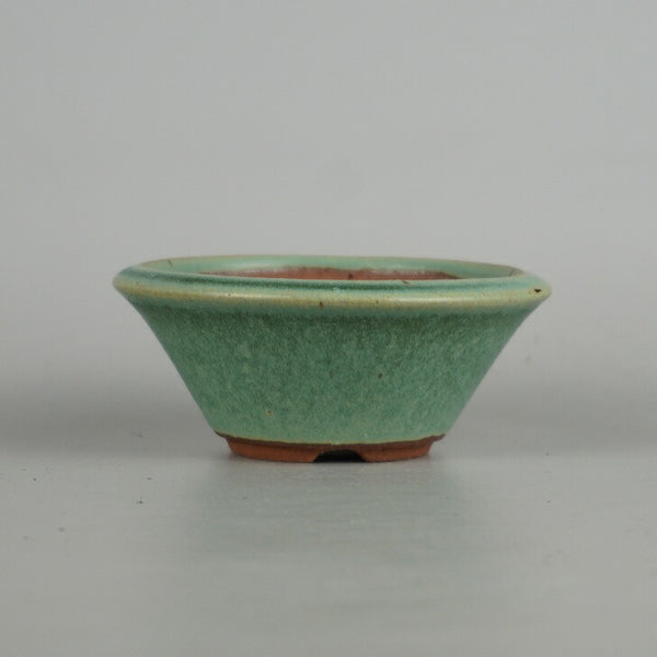 盆栽鉢 常滑 燿山窯 英明 小型 長辺 約 9.8cm 丸鉢 釉薬  新品 p1198419264