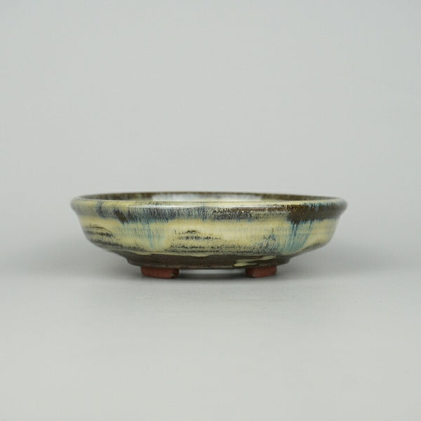 盆栽鉢 な 角田 なお 小型 長辺 約12.3cm 丸鉢 釉薬  新品 1198404524