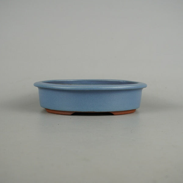 盆栽鉢 常滑 燿山窯 英明 小型 長辺 約 18cm 楕円鉢 外縁 均窯 釉薬  新品 u1198428572