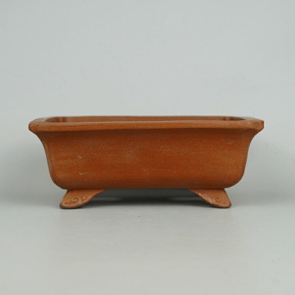 盆栽鉢 常滑 晃 6 樹晃 鴻陽陶園 小型 長辺 約15.6cm 長方鉢 隅入 雲足 ナンバー入 泥物  新品 p1198419019