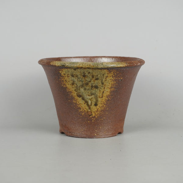 盆栽鉢 光 光工房 小型 長辺 約15.5cm 丸鉢 泥物  新品 m1198401747