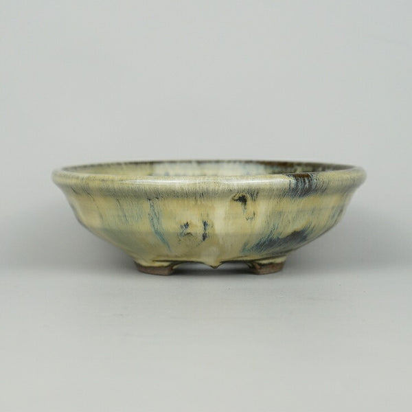 盆栽鉢 角田 なお 小型 長辺 約12.5cm 丸鉢 釉薬  新品 m1198412457