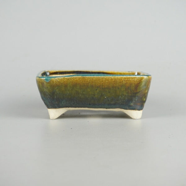 盆栽鉢 ゆうき祥石 小型 約11.5cm 長方鉢 釉薬  新品 g1198415688