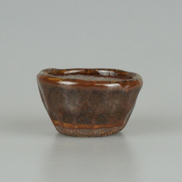 盆栽鉢 呂山 小鉢 長辺 約5.5cm 丸鉢 釉薬  新品 s1198411385
