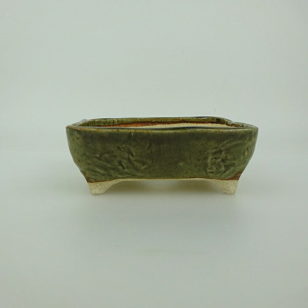 盆栽鉢 ゆうき祥石 小型 長辺 約 11.3cm 長方鉢 釉薬 観賞用  新品 e1198406598