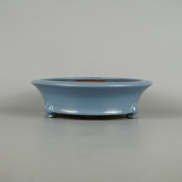 盆栽鉢 燿山窯 英明 小型 長辺 約 17.5cm 丸鉢 釉薬  新品 t1198404491