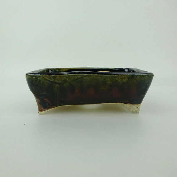 盆栽鉢 ゆうき祥石 小型 長辺 約 11.2cm 長方鉢 釉薬 観賞用  新品 e1198412275