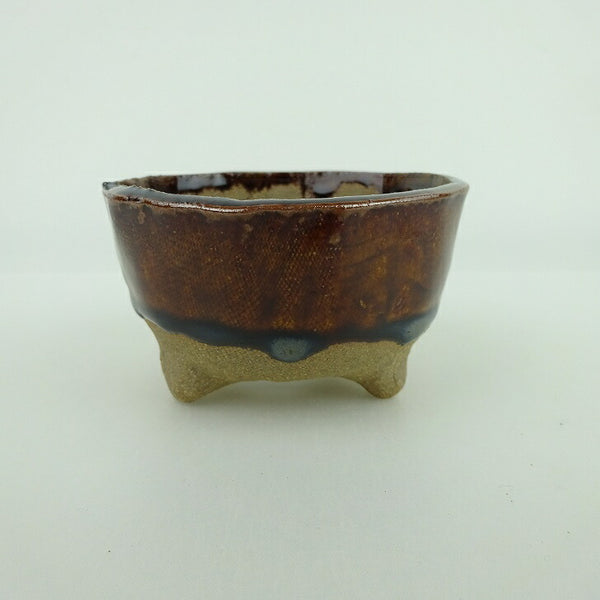 盆栽鉢 ゆうき祥石 小鉢 長辺 約 8cm 丸鉢 釉薬 観賞用  新品 g1198423601