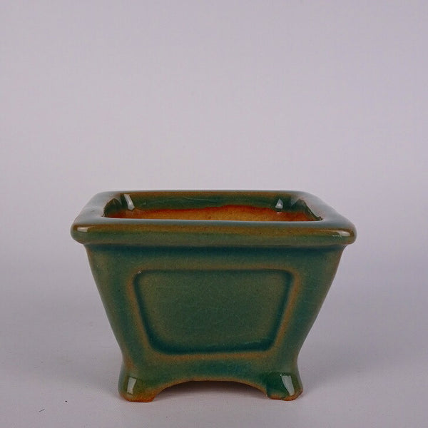 盆栽鉢 常滑 柴勝 小鉢 長辺 約6.5cm 正方鉢 外縁 額入 釉薬  新品 l1198412413