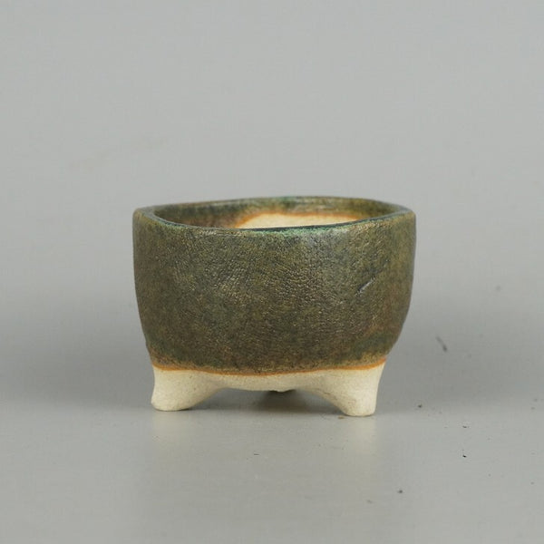 盆栽鉢 ゆうき祥石 小鉢 長辺 約 7cm 丸鉢 釉薬  新品 l1198412177