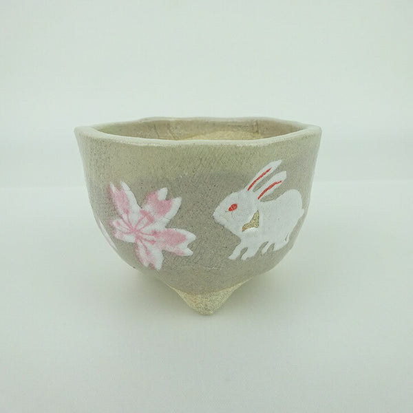 盆栽鉢 ゆうき祥石 小鉢 長辺 約7cm 丸鉢 プリント 絵鉢 桜 サクラ さくら 兎 ウサギ うさぎ 釉薬 観賞用  新品 j1198407497
