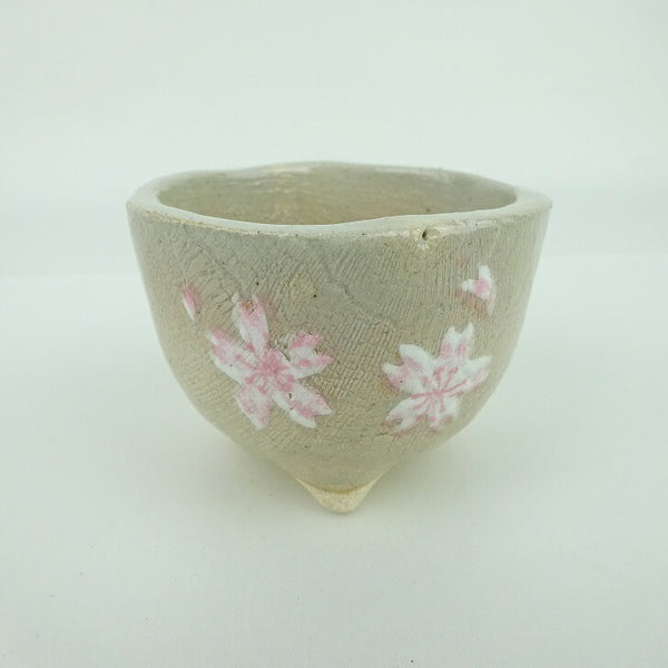盆栽鉢 ゆうき祥石 小鉢 長辺 約 7.2cm 丸鉢 プリント 絵鉢 桜 サクラ さくら 釉薬 観賞用  新品 u1198424083