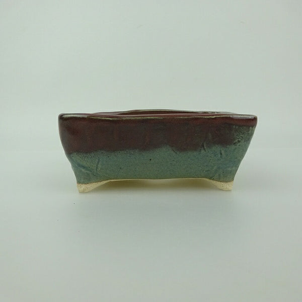 盆栽鉢 ゆうき祥石 小型 長辺 約 11.5cm 長方鉢 釉薬 観賞用  新品 c1198404840