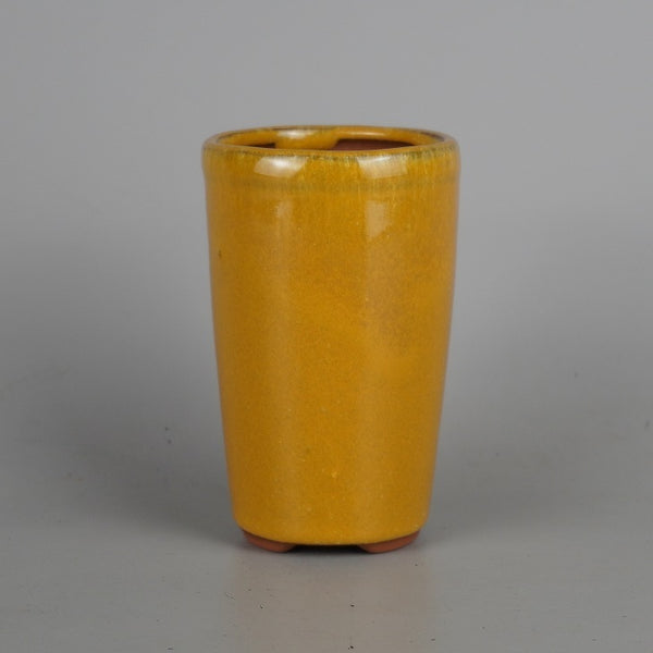 盆栽鉢 落款なし 小型 高さ 約 11.3cm 丸鉢 釉薬  新品 w1198407390